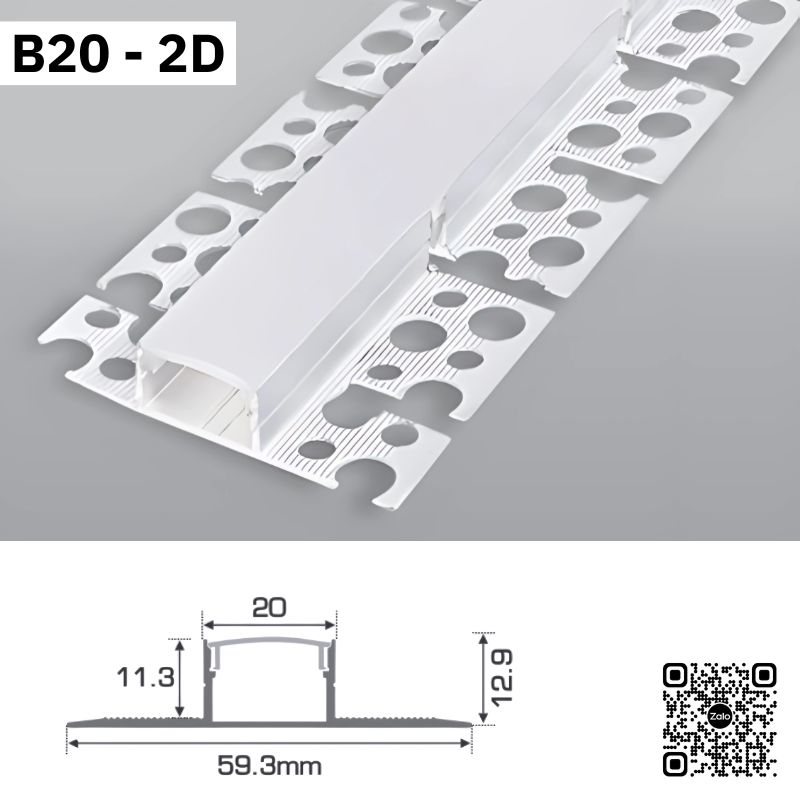 Thanh Nhôm Giấu Viền Uốn Cong Dài 1m5 | B20-2D